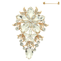 CRYSTAL RHINESTONE FLORAL BROOCH PIN